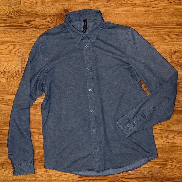 Lululemon Commission Long Sleeve Shirt River Blue Enzyme Dye - Picture 7 of 8